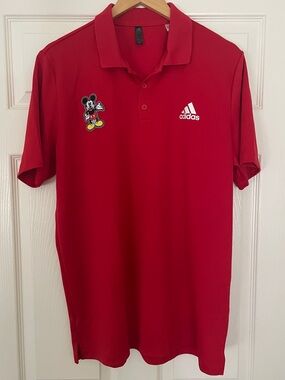 ❤️ adidas Red Polo with Mickey Mouse Embroidery ❤️